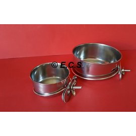 Stainless Steel Eat or Drinking Bowl with Clamp Holder