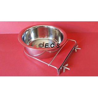 Stainless Steel Eat or Drinking Bowl with Clamp Holder