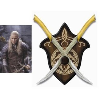 Legolas Fighting Knives replica met wandplaque