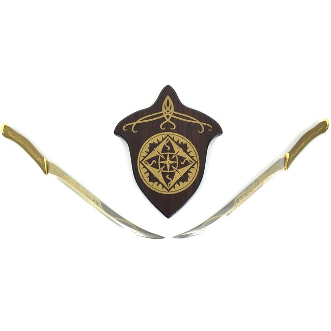 Legolas Fighting Knives replica met wandplaque