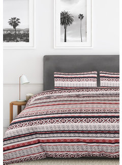 Nightlife Dekbedovertrek Jill Grijs Rood flanel