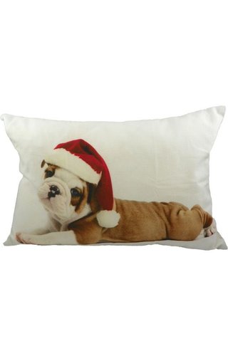 Sierkussen Kerst Bulldog 