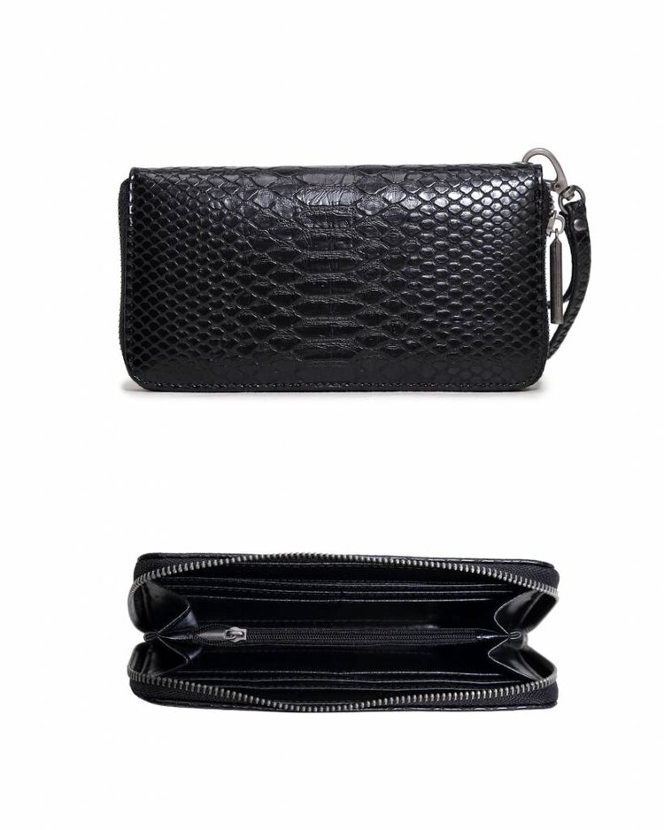 Artificial leather wallet | Croco | White stripe