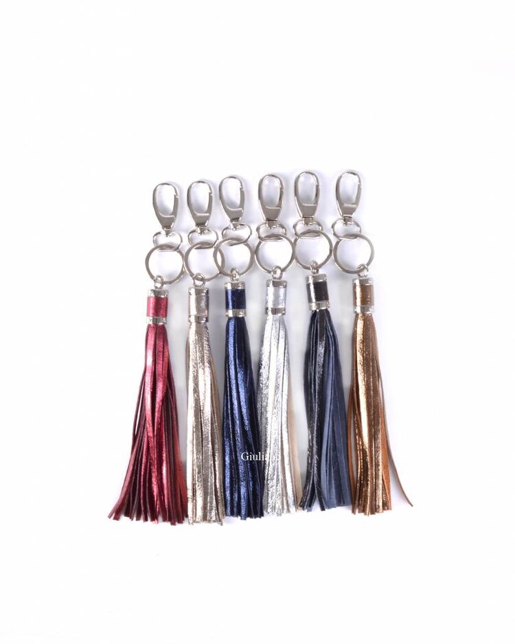 Leather keyring | Metallic | Fringe