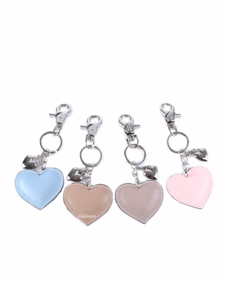 Lederen sleutelhanger | Hart | Glad leer