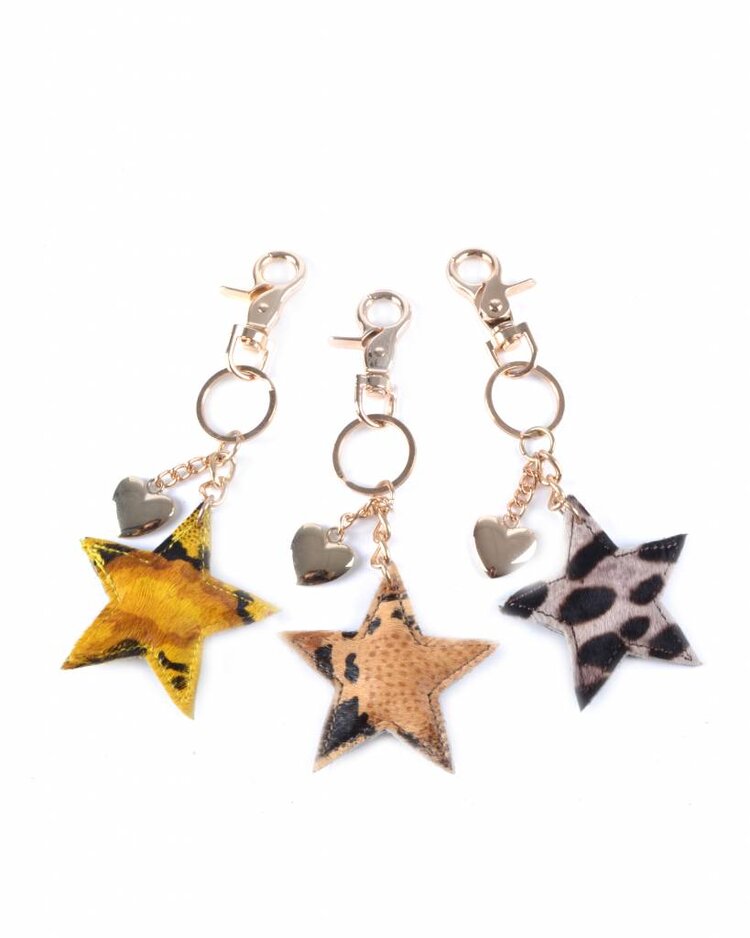 Keyring | Cowhide | Star | Print