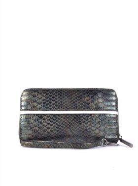 Artificial leather wallet | Croco | White stripe