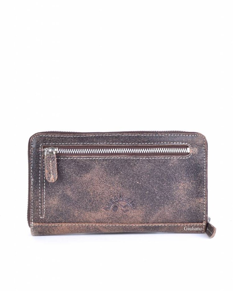 Leather wallet | Studs | Bear Design | Brown