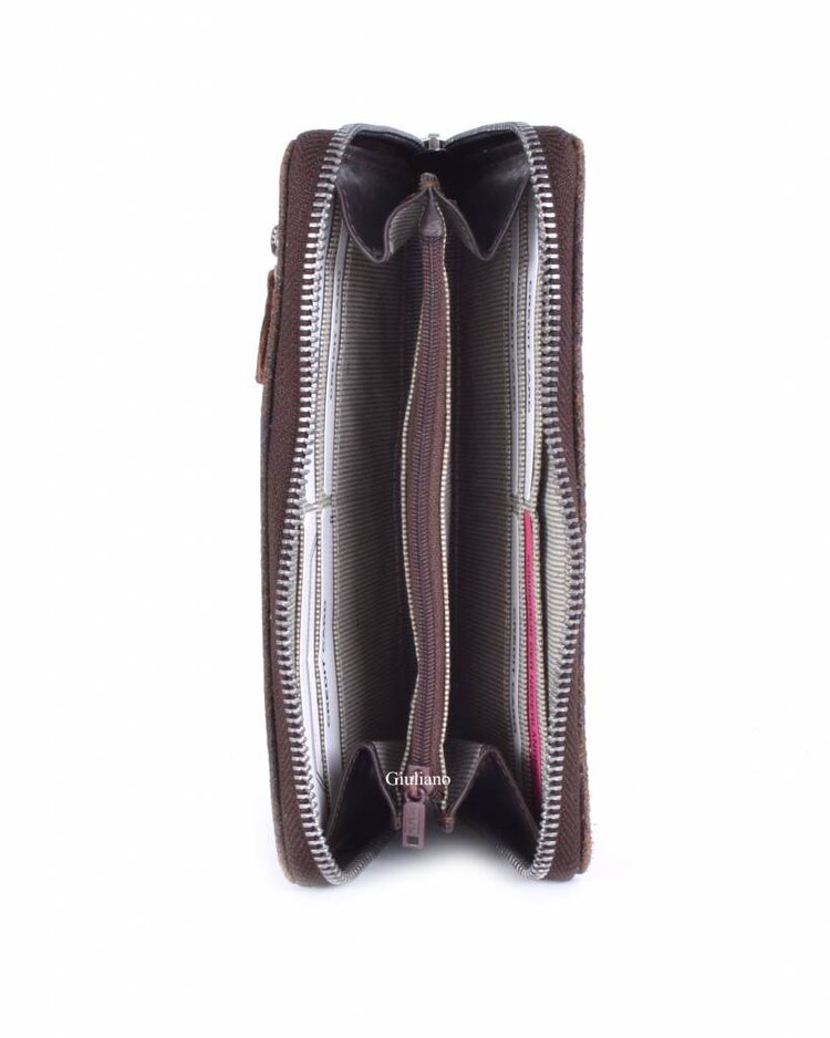 Lederen portemonnee | Studs | Bear Design| Bruin