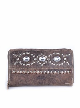 Lederen portemonnee | Studs | Bear Design | Bruin