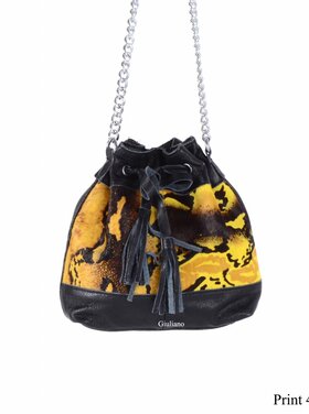 Kleine Leder-Schultertasche | Fell | Print
