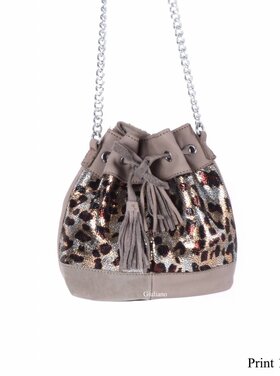 Kleine Leder-Schultertasche | Print