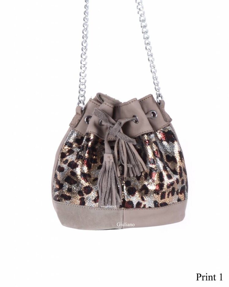 Kleine Leder-Schultertasche | Print