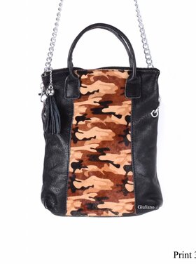 Kleine Leder-Hand-/Schultertasche | Print | Fell