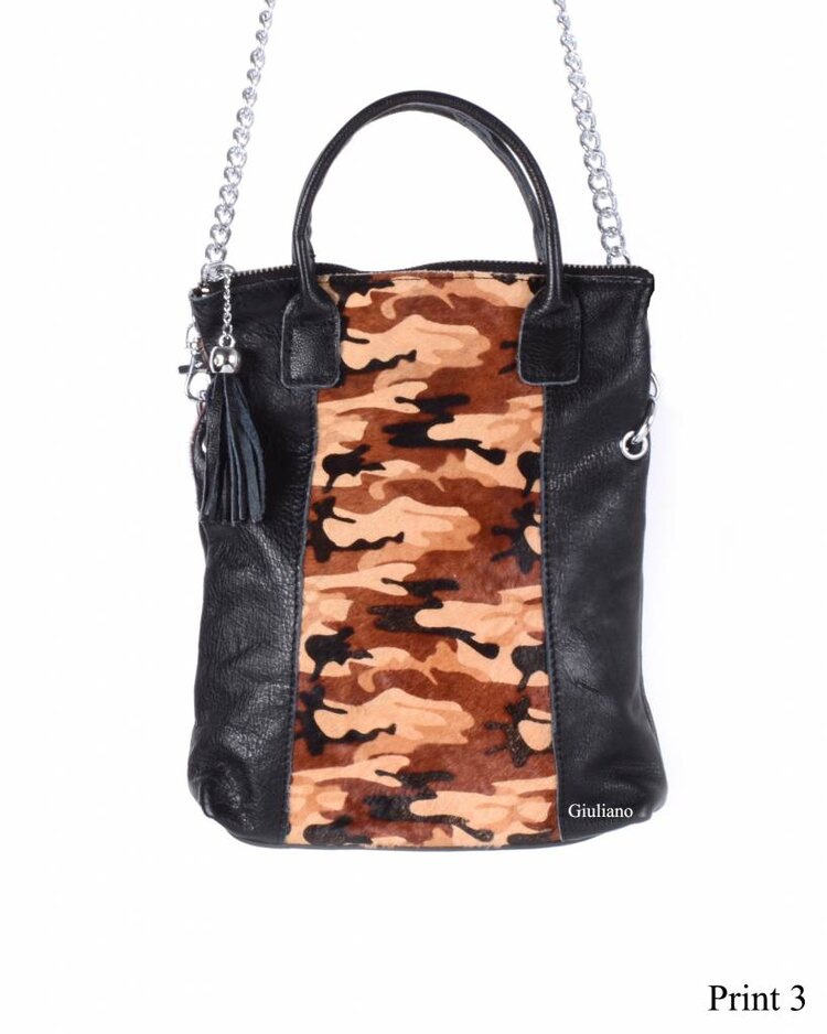 Leder-Hand-/Schultertasche | Print | Fell