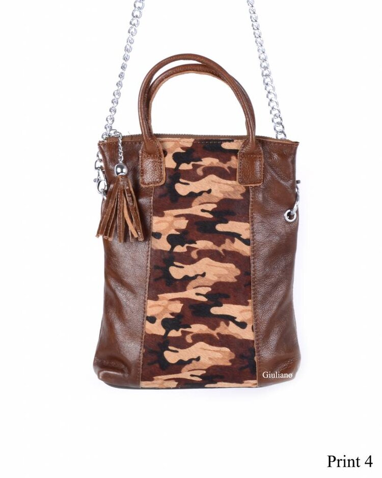 Leder-Hand-/Schultertasche | Print | Fell