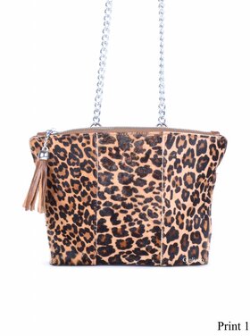 Kleine Leder-Schultertasche | Fell | Print | 0548642