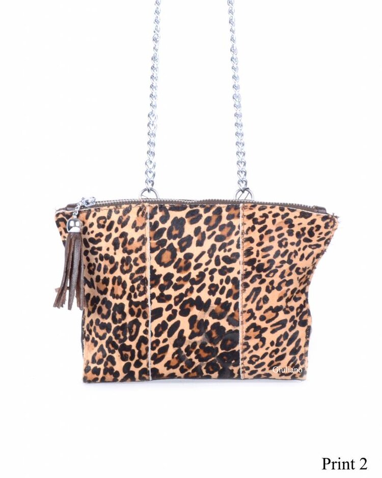 Kleine Leder-Schultertasche | Fell | Print | 0548642
