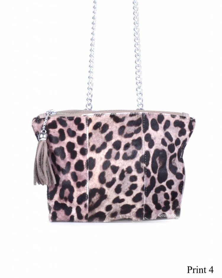 Kleine Leder-Schultertasche | Fell | Print | 0548642