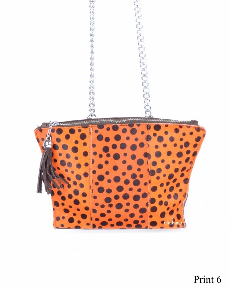 Kleine Leder-Schultertasche | Fell | Print | 0548642
