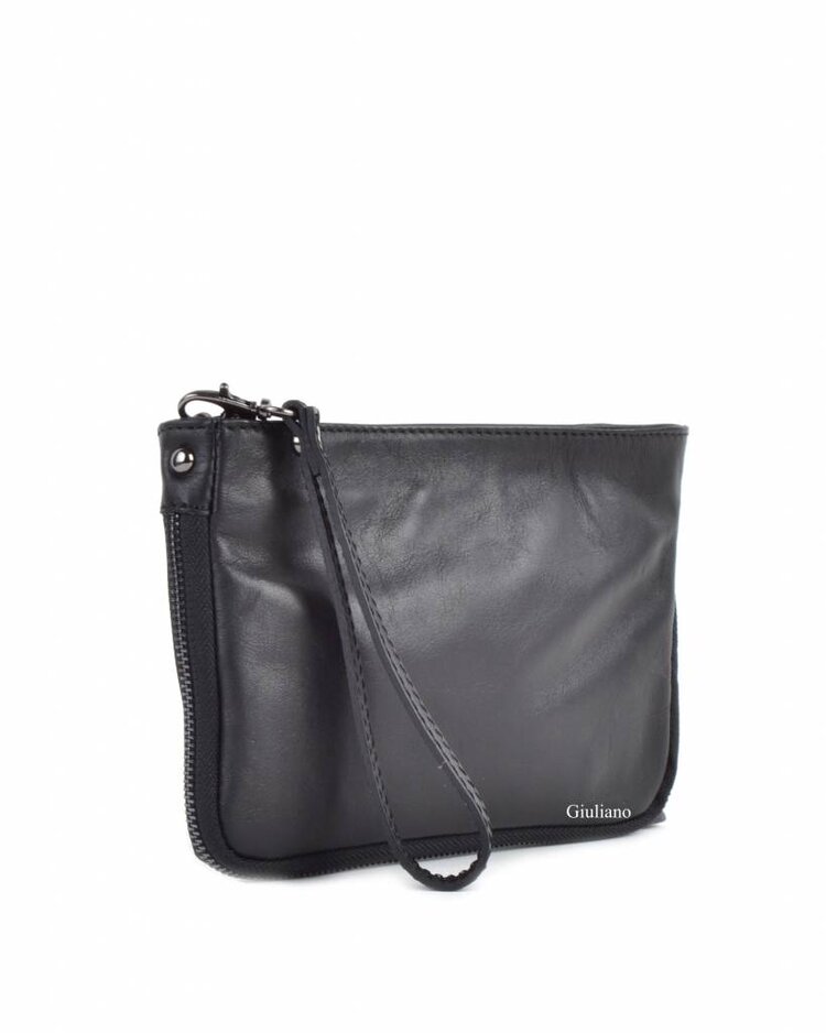 Lederen schoudertasje | Clutch