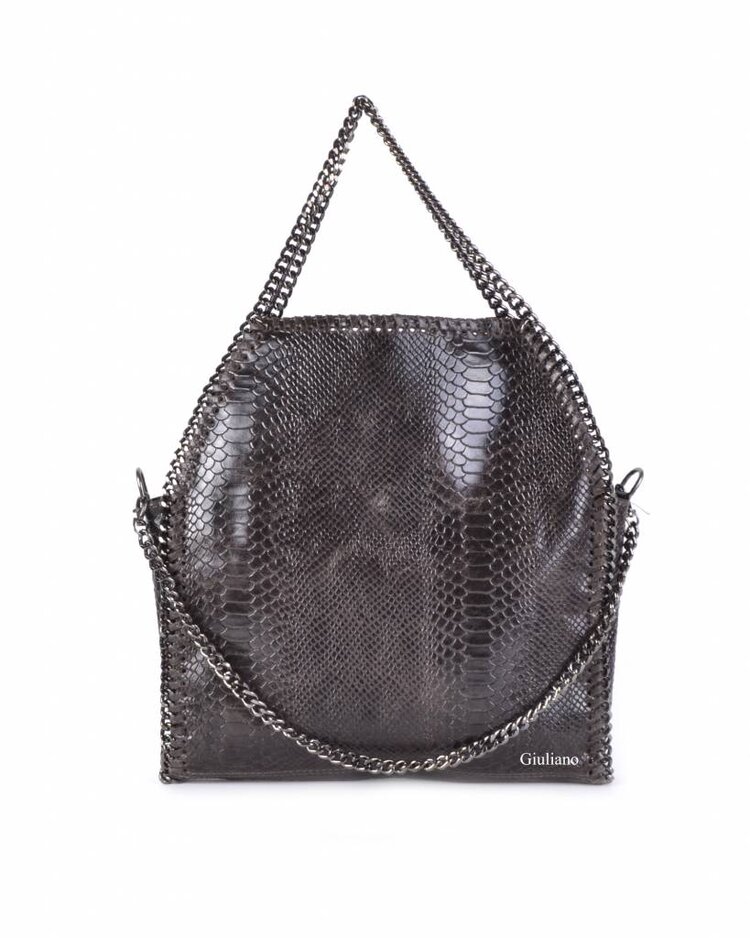 Leather handbag | Chain | Croco