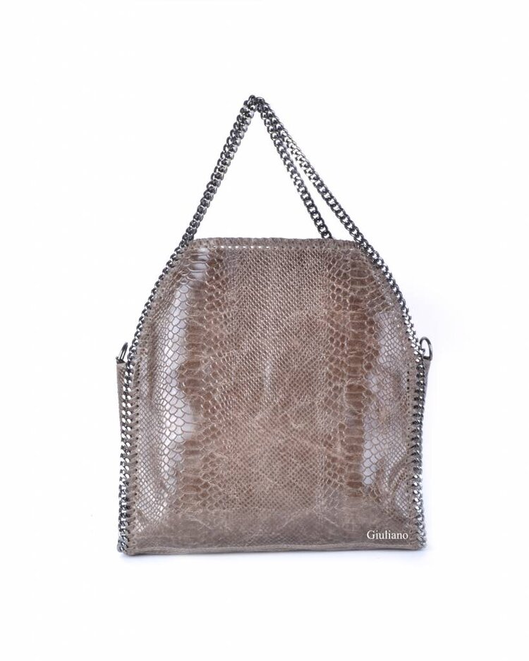 Leder-Handtasche | Kette | Kroko
