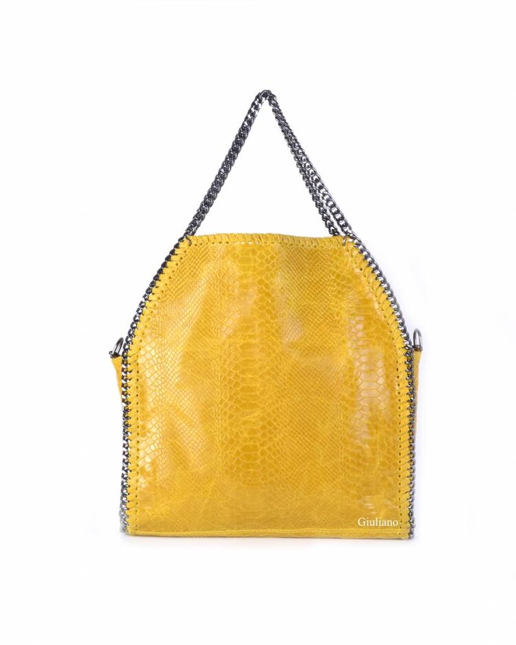 Leather handbag | Chain | Croco