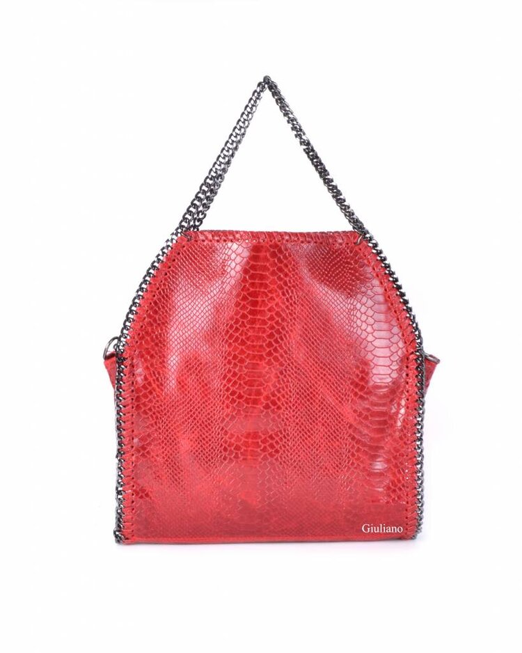 Leder-Handtasche | Kette | Kroko