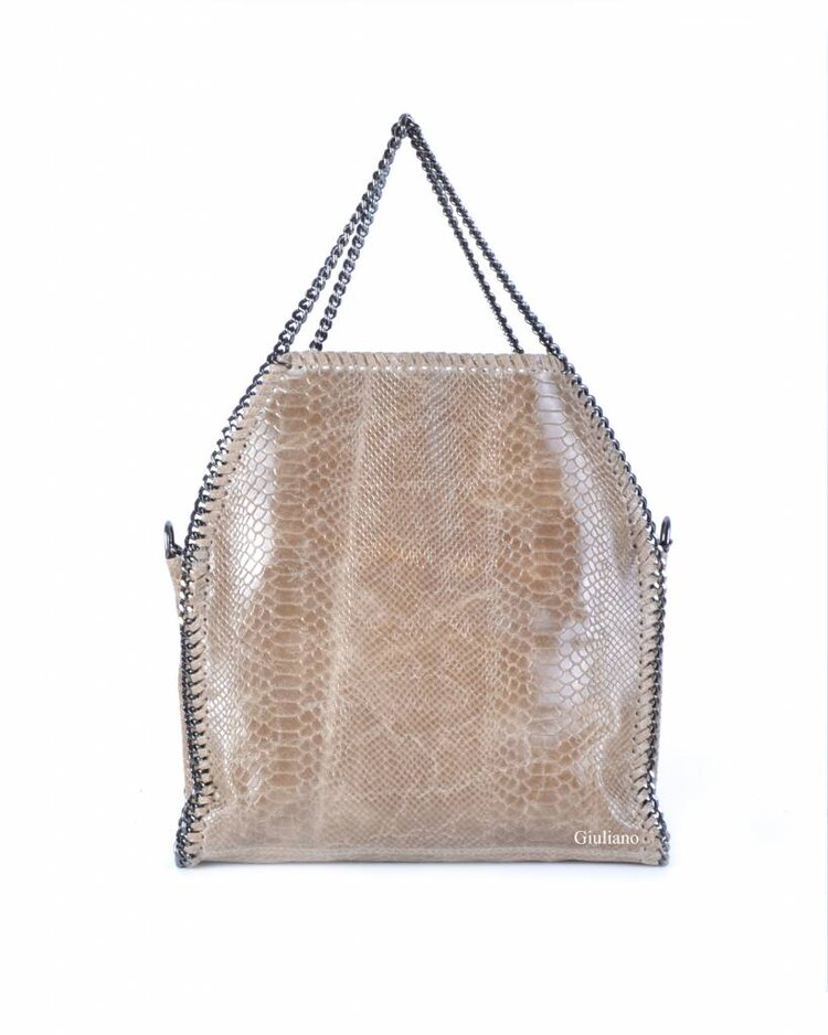 Leather handbag | Chain | Croco