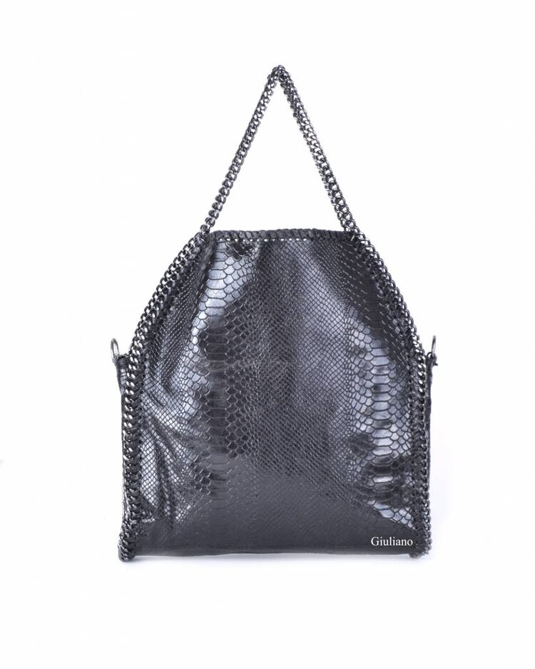 Leder-Handtasche | Kette | Kroko