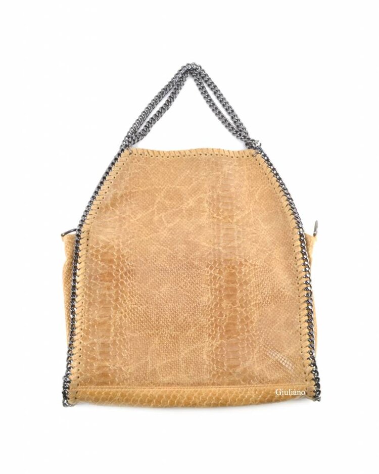 Lederen handtas | Ketting | Kroko