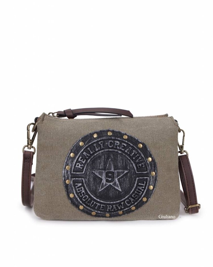 Canvas schoudertasje | Drie-vaks | Raw Casual