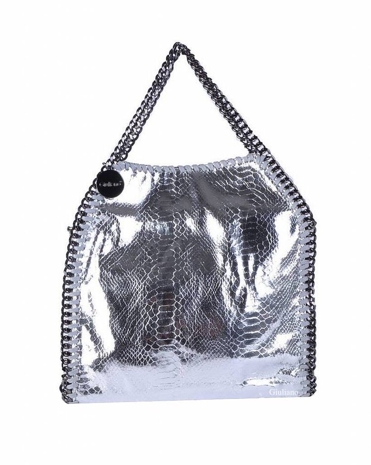 Artificial leather handbag | Chain | Metallic | Medium