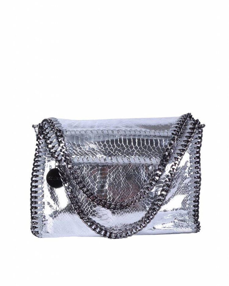 Kunstleder-Handtasche | Kette | Metallic | Mittel