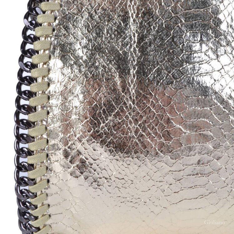 Artificial leather handbag | Chain | Metallic | Medium