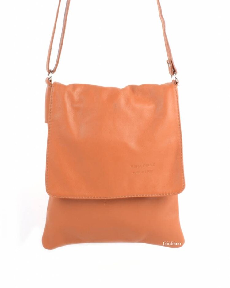 Lederen schoudertas met klep | Klein