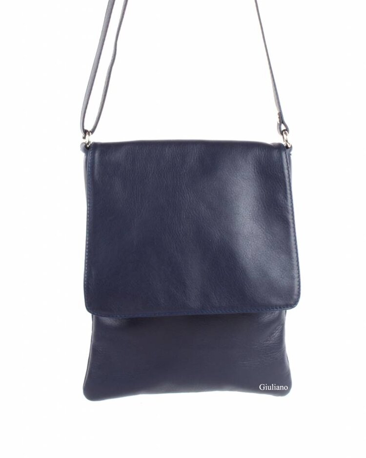 Lederen schoudertas met klep | Klein