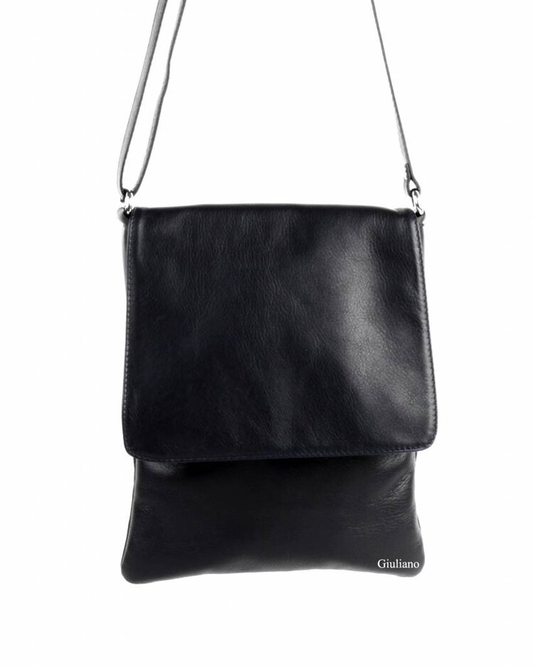 Lederen schoudertas met klep | Klein