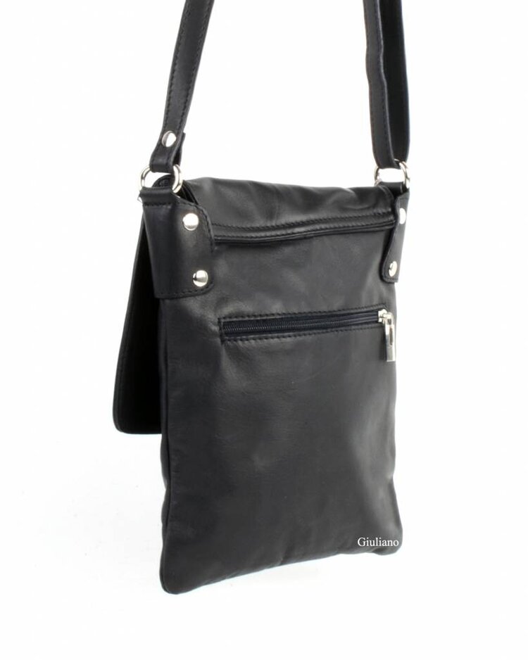 Lederen schoudertas met klep | Klein