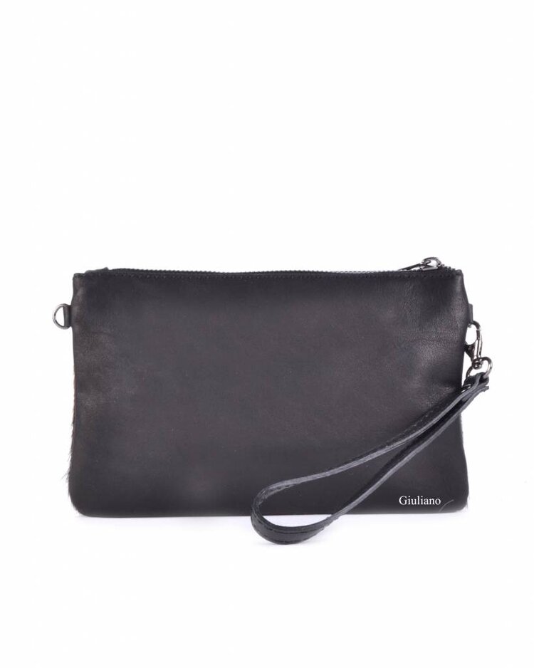 Kleine Leder-Schultertasche/Clutch | Fell | Print | 552191