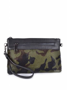 Kleine Leder-Schultertasche/Clutch | Fell | Print | 552191