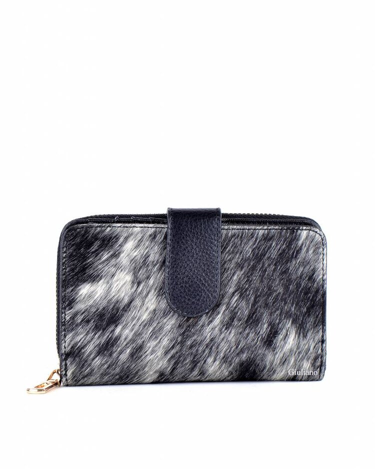Leather wallet | Cowhide | Black-White