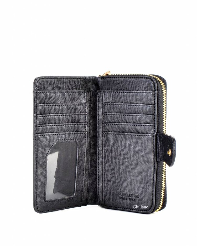 Leather wallet | Cowhide | Black-White