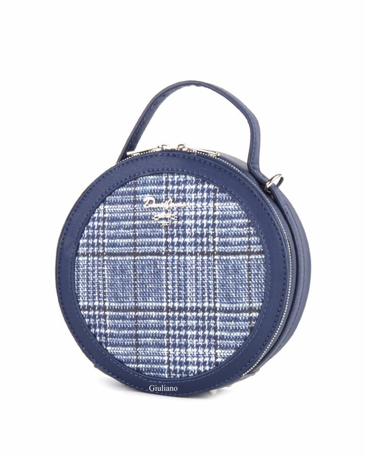 Artificial leather handbag | Round | Tartan | David Jones