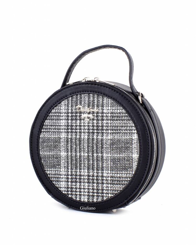 Artificial leather handbag | Round | Tartan | David Jones