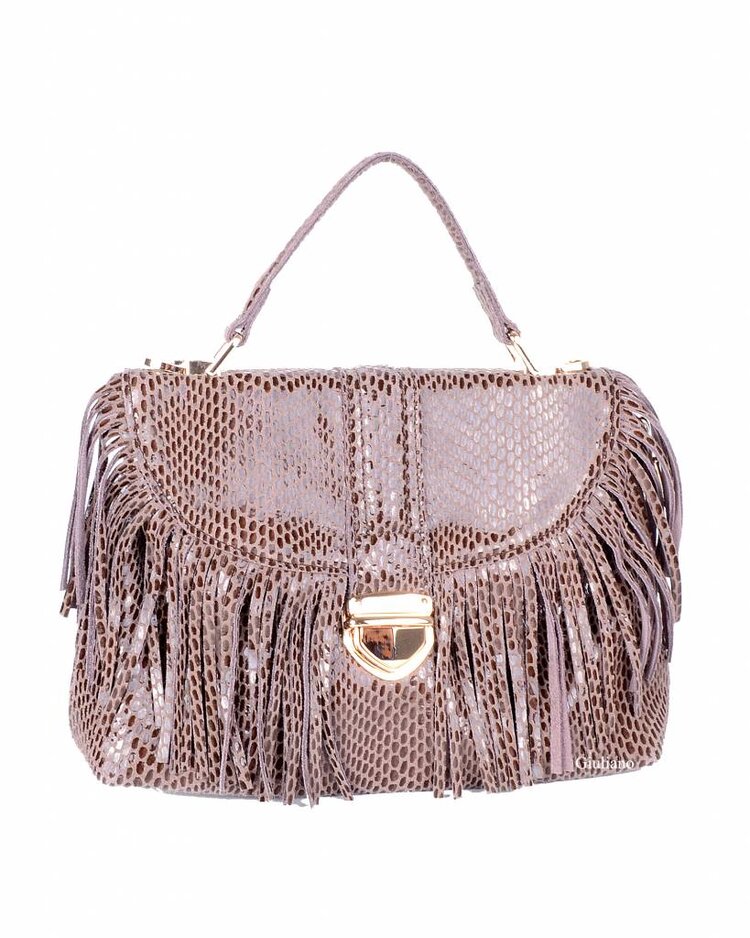 Lederen handtas | Franje | Schubben coating