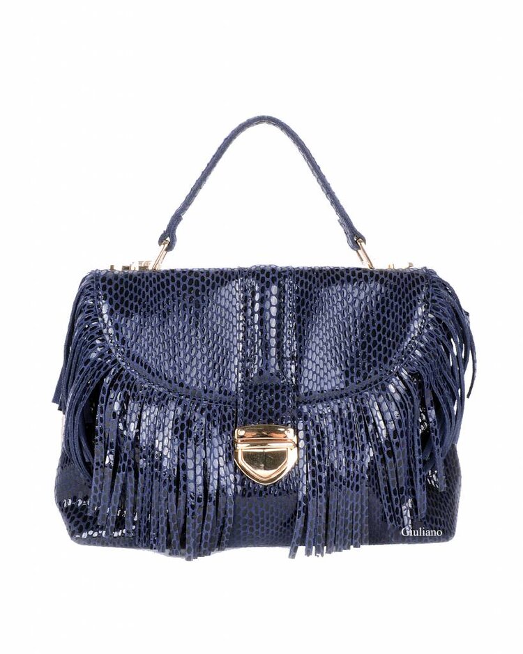 Lederen handtas | Franje | Schubben coating