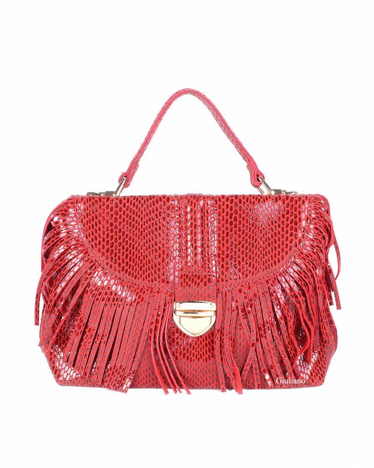 Lederen handtas | Franje | Schubben coating