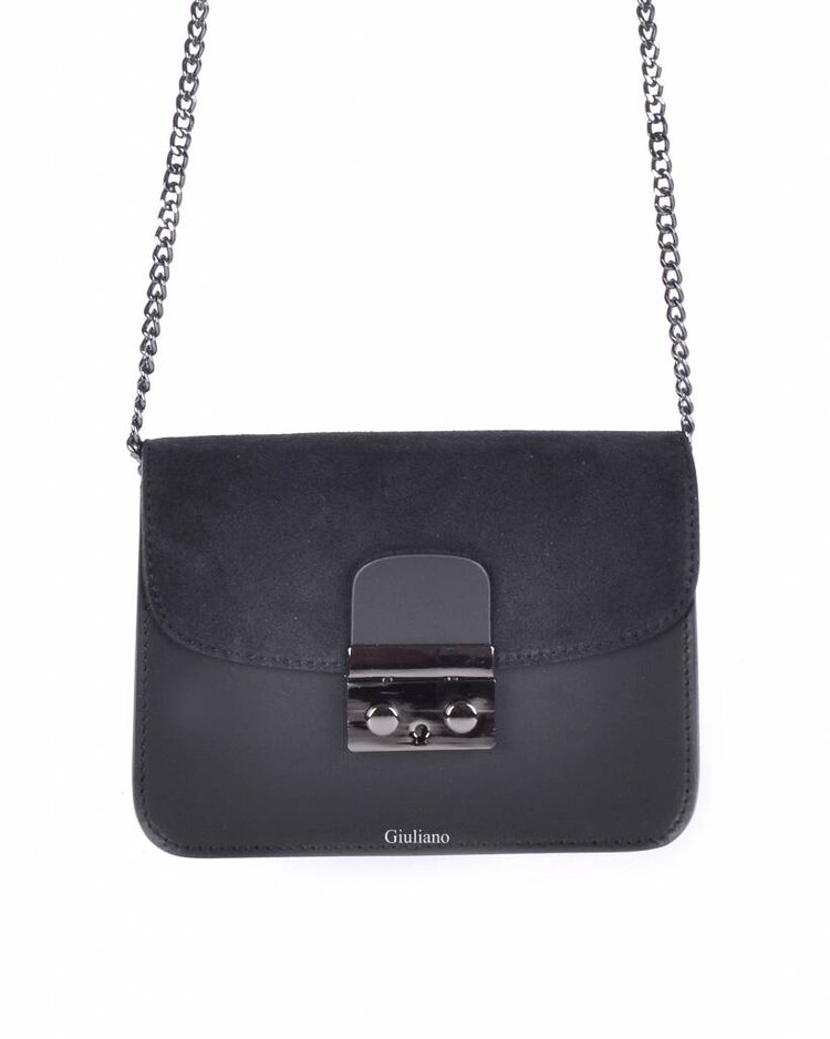 Kleine Leder-Schultertasche | Wildleder